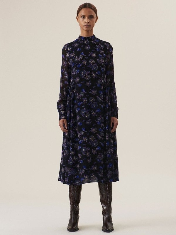 Ganni Flora-Printed Georgette Midi Dress